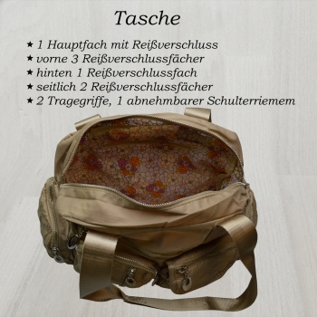 Preview: flevado Große Damen Umhängetasche Reißverschluss Freizeittasche Jugend/ Frauen beige